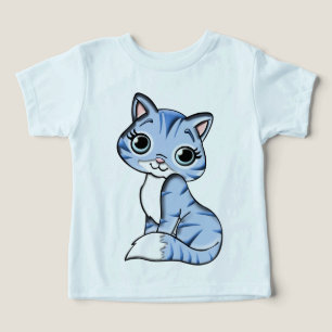 Camiseta de criança gatinho azul