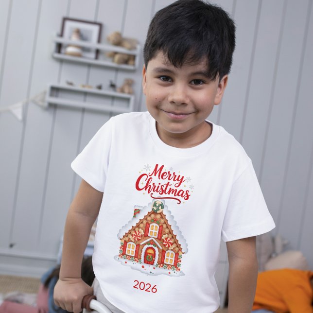 Camiseta de criança para casa de Natal personaliza (Criador carregado)
