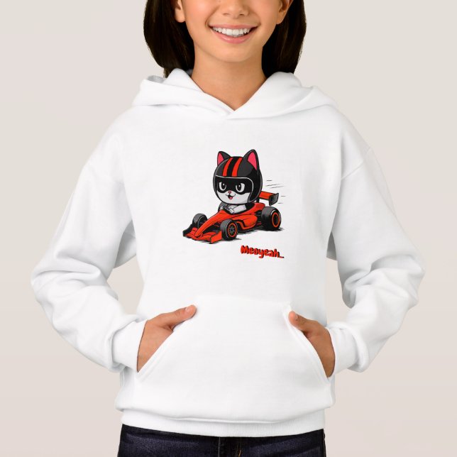 Camiseta de criança para corrida de carros de gato (Frente)