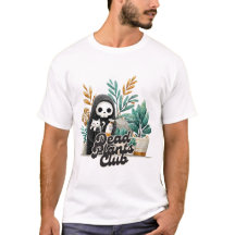 Camiseta de Cuidado de Plantas com Gato Esqueleto