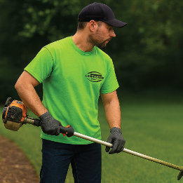 Camiseta de Cuidados Modernos com Gramado e Paisag