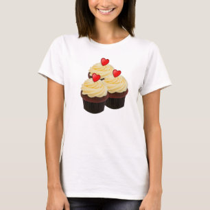 Camiseta de cupcakes de veludo vermelho
