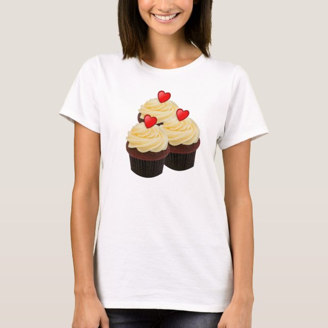 Camiseta de cupcakes de veludo vermelho (Frente)