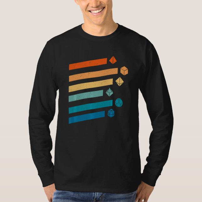 Camiseta de Dados de Dungeons Retro D20 Dragões Fa (Frente)