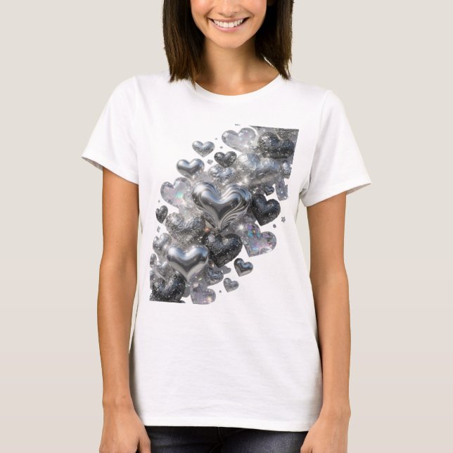 Camiseta de declaração FRESH SILVER HEARTS OF GLIT (Frente)