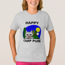 Camiseta de desenho animado de acampamento feliz g