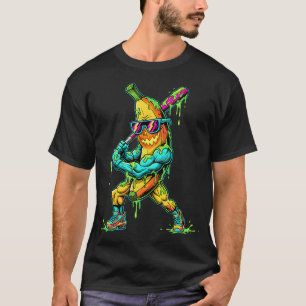 Camiseta de desenho animado de banana engraçada co