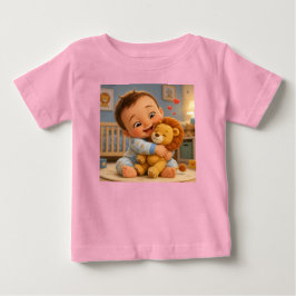 Camiseta de desenho animado de bebê fofo e brinque