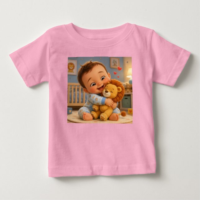 Camiseta de desenho animado de bebê fofo e brinque (Frente)