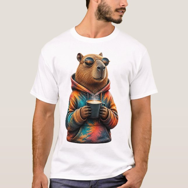 Camiseta de desenho animado de capivara fofa com c (Frente)