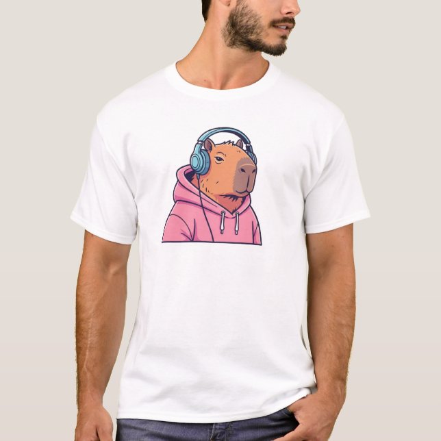 Camiseta de desenho animado de capivara retrô fofa (Frente)
