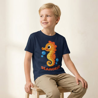 Camiseta de desenho animado de cavalo-marinho para