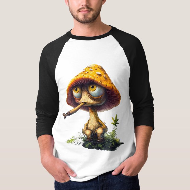 Camiseta de desenho animado de cogumelo funky chap (Frente)