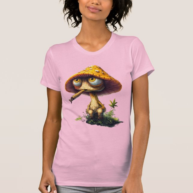 Camiseta de desenho animado de cogumelo funky chap (Frente)