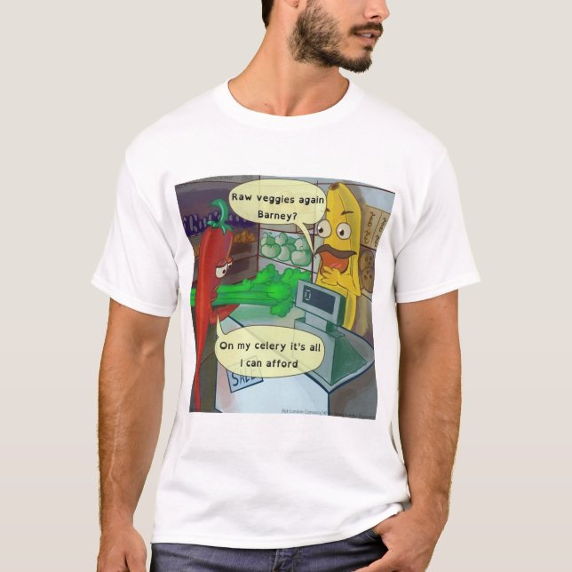 Camiseta de desenho animado de compras veganas de  (Frente)