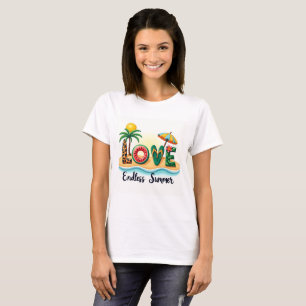 Camiseta de desenho animado de elementos de praia