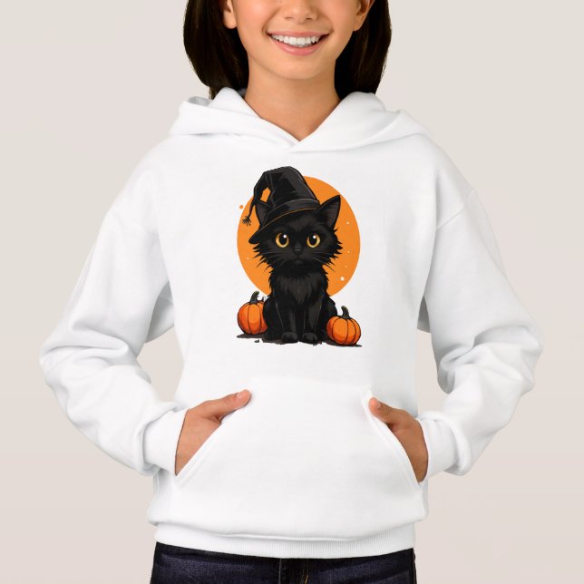 Camiseta de desenho animado de gato preto fofo | P (Frente)
