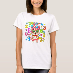 Camiseta de desenho animado de raposa com números