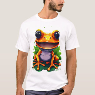 Camiseta de desenho animado de sapo verde animado