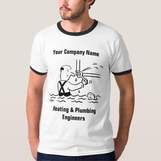 Camiseta de desenho animado de serviços de aquecim (Frente)