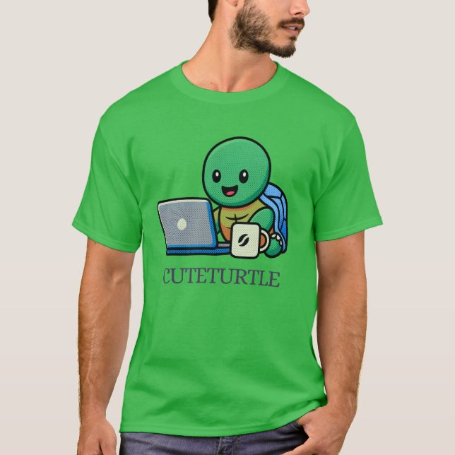 Camiseta de desenho animado de tartaruga fofa para (Frente)