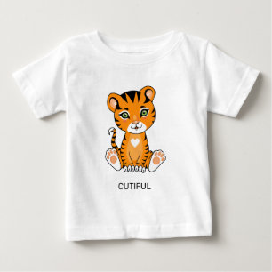 Camiseta de desenho animado de tigre bebê selvagem