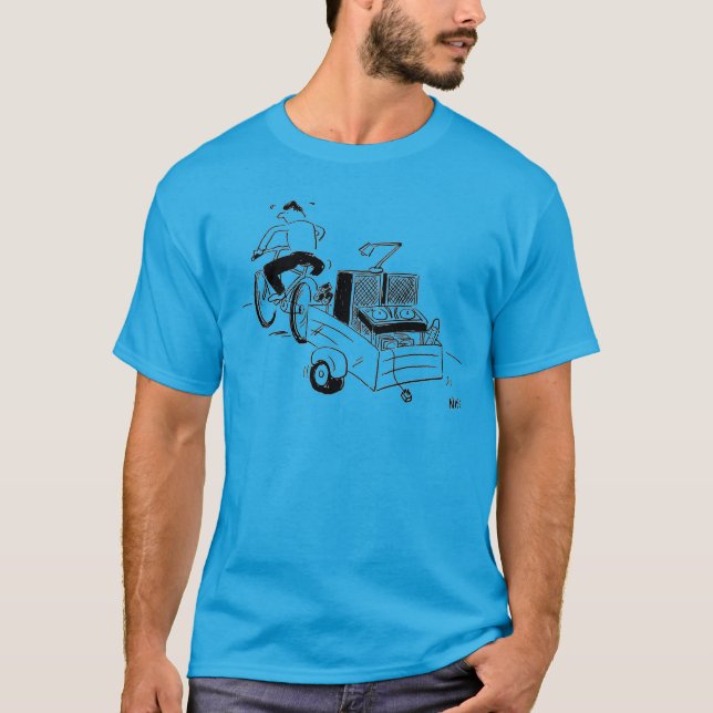 Camiseta de desenho animado de toca-discos de disc (Frente)