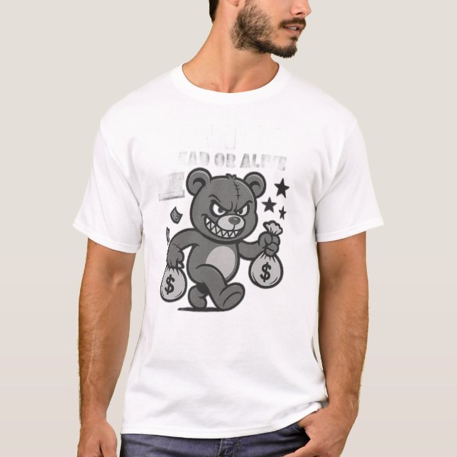 Camiseta de desenho animado de urso zangado com di (Frente)