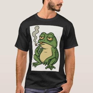 Camiseta de desenho animado do sapo fumante, arte