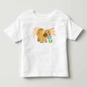 Camiseta de desenho animado e flores