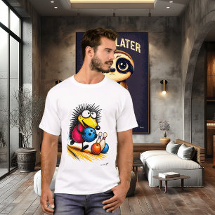 Camiseta de desenho animado engraçado de boliche c
