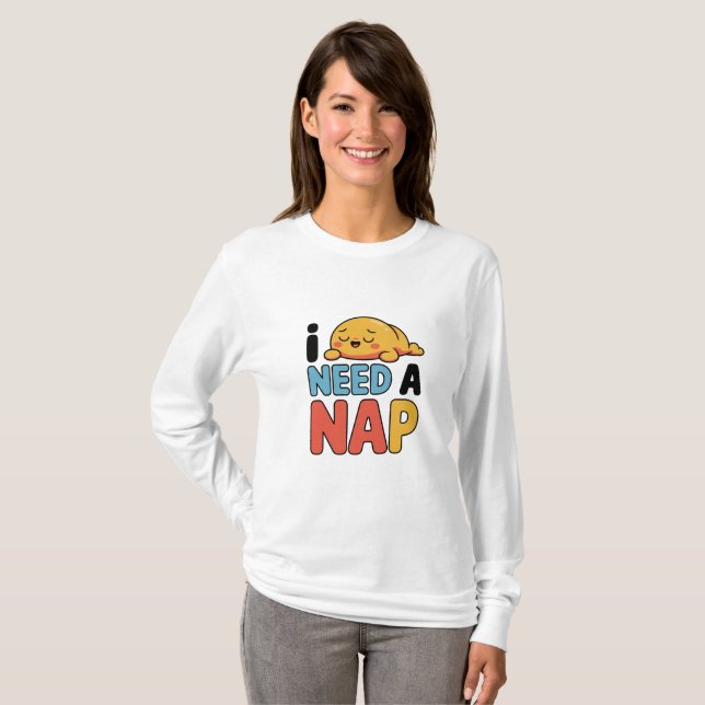 Camiseta De Desenho Animado Engraçado Precisa Dorm (Frente Completa)