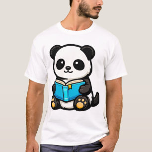 Camiseta de desenho animado Kawaii Panda de Leitur