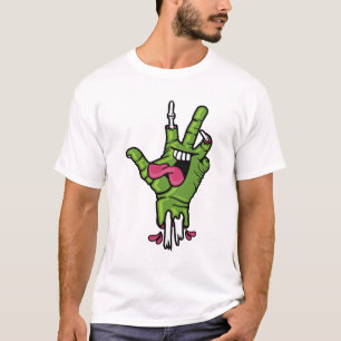 Camiseta de desenho animado Mão de Paz Zumbi