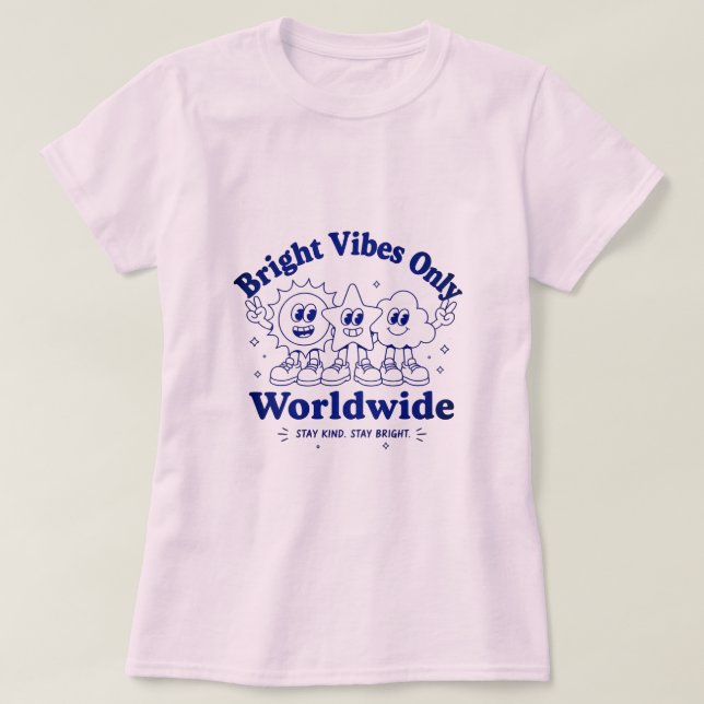 Camiseta de desenho animado positivo e fofo com vi (Frente do Design)