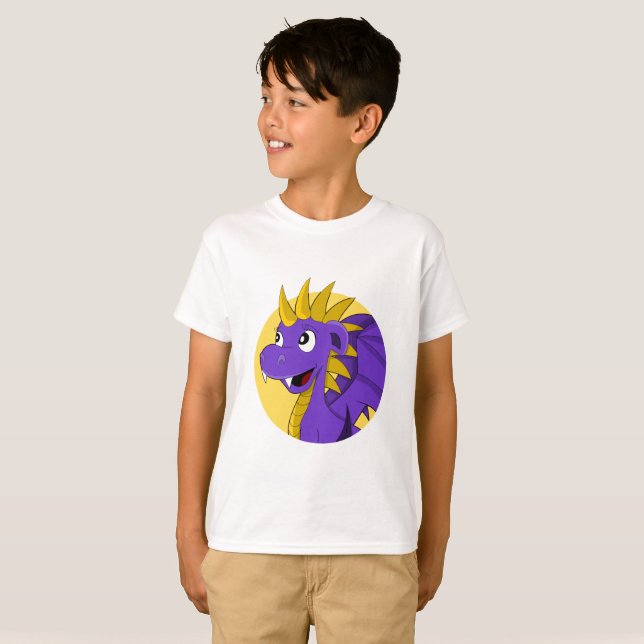 Camiseta de desenho animado roxo (Frente Completa)