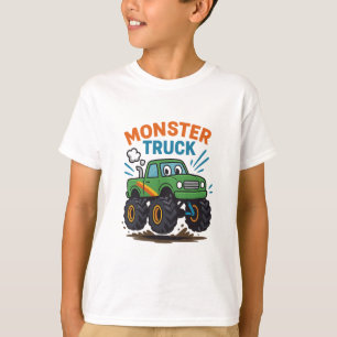 Camiseta de desenho de caminhão monstro para crian