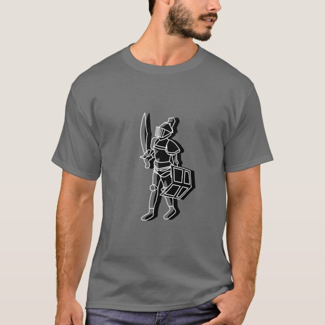 Camiseta de Desenho de Linha Negra de Cavalo de Ru (Frente)