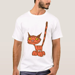 Camiseta de desenho em branco laranja e Gatinho Le
