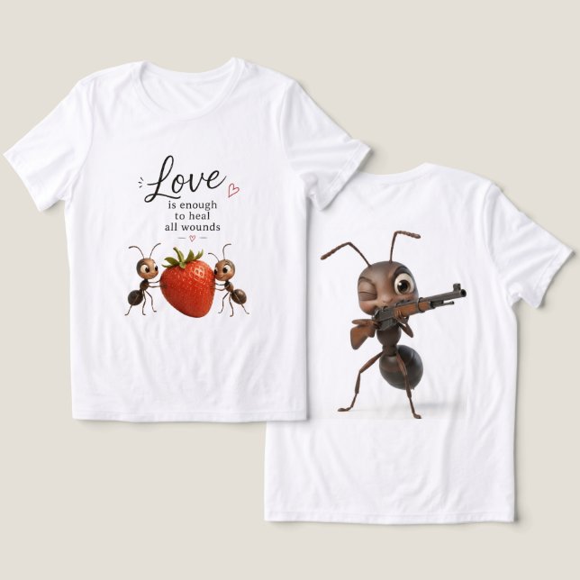 Camiseta de Design Amor Formigas Fofas – Inspirati (Design Frente e Verso)