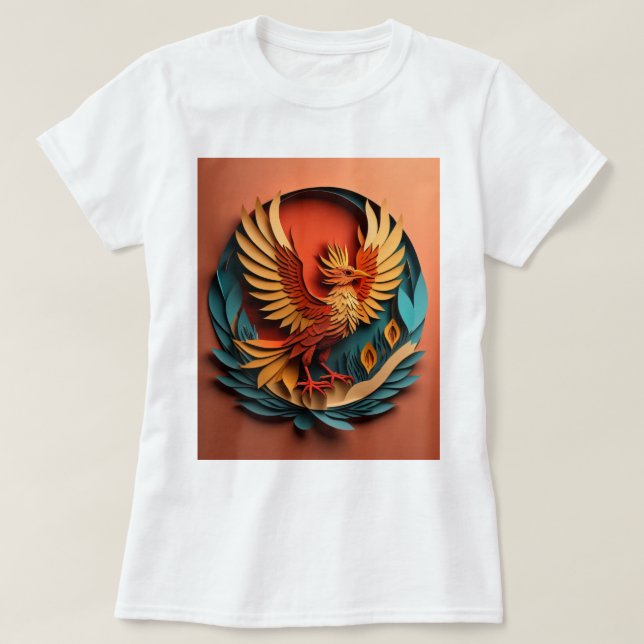 Camiseta de design de arte em papel Phoenix (Frente do Design)