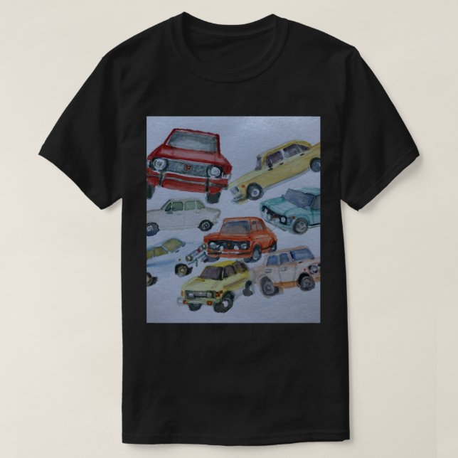 Camiseta de design de cor aquosa, fiat 128 (Frente do Design)