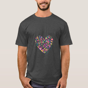 Camiseta de Design de Coração: Combinação de Amor 