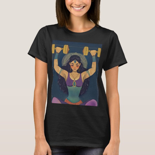 Camiseta de design de fitness da deusa da força sa (Frente)