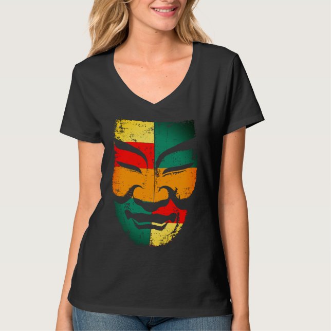 Camiseta de Design de Máscara Cultural – Visual De (Frente)