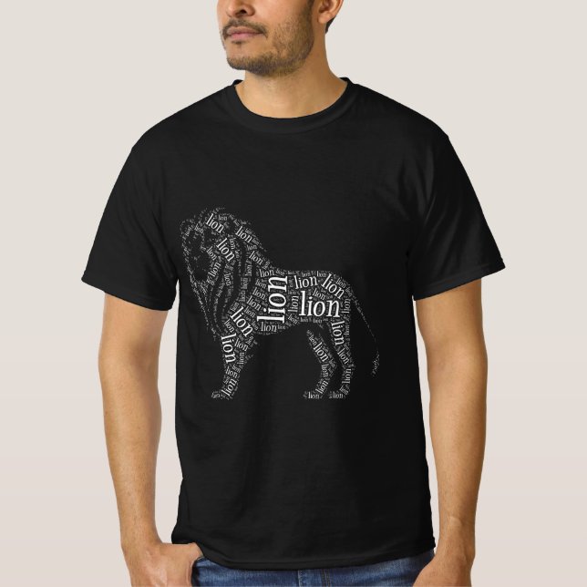 Camiseta de Design de Tipografia de Leão Poderoso (Frente)