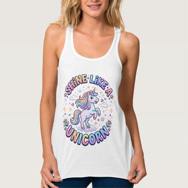 Camiseta de Design Gráfico Unicórnio Brilhe Como u (Frente)