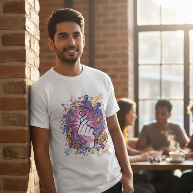 Camiseta de Design Pop Art com Coração de Dedos K- (Criador carregado)