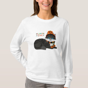 Camiseta de Dia das Bruxas de Gato Negro