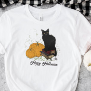 Camiseta de Dia das Bruxas de Gato Negro Whimsical